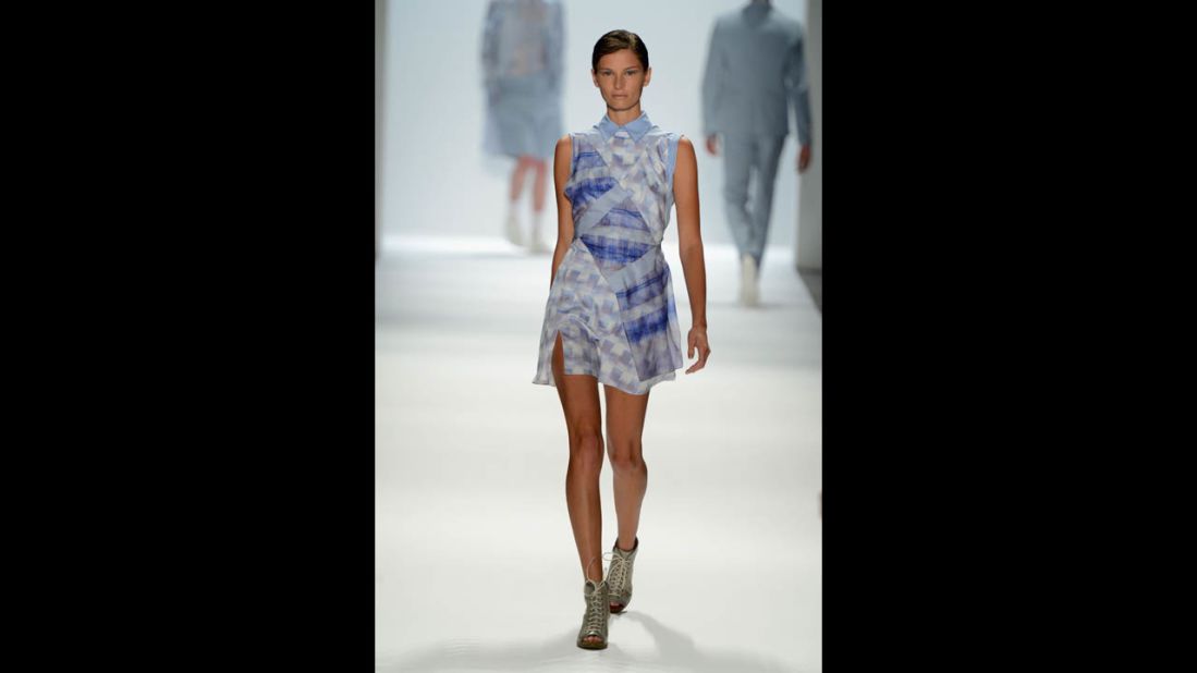 Richard Chai's spring line featured a soft palette, like the powder blue seen here.