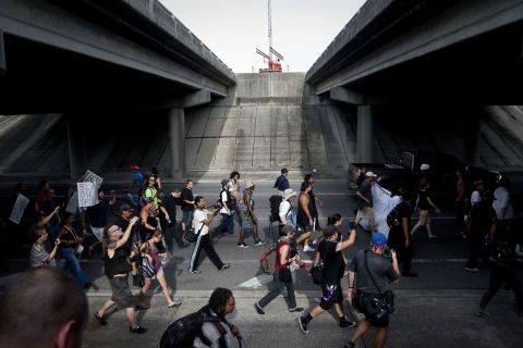 <strong>2012:</strong> Protesters march during the Republican National Convention on August 29 in Tampa, Florida. The group remained peaceful and was allowed to make its own route through the city.