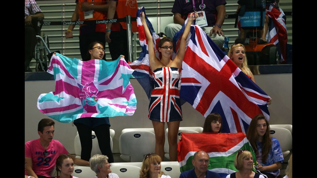 Great Britain fans cheer on their athletes on Friday.