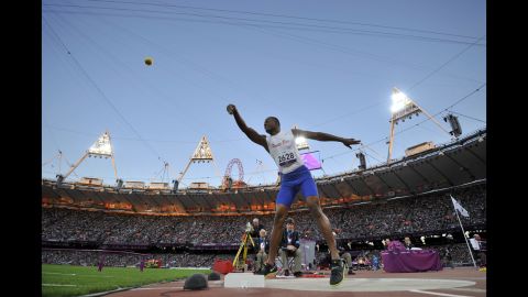 Puerto Rico's Jose Benitez Sanchez competes in the men's shot put F20 final on Friday.