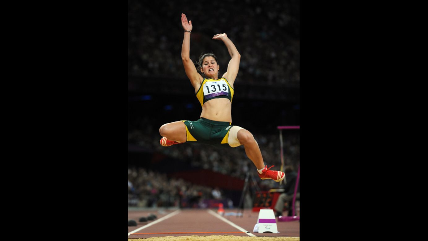South Africa's Johanna Pretorius competes in the women's long jump F13 final on Friday.