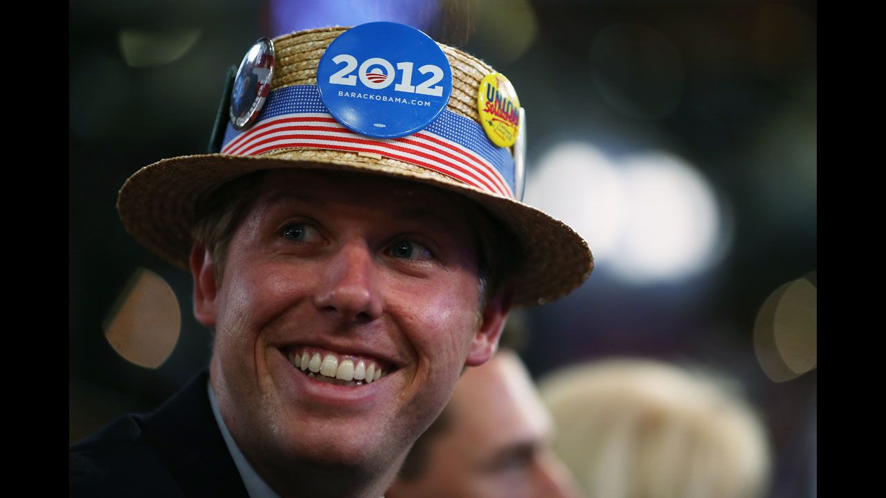 Delegate Brian Fadie of Nevada watches the program on Thursday.