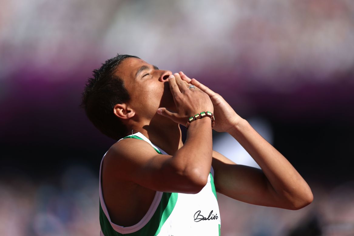 Abdellatif Baka of Algeria reacts after winning the gold during the men's 800-meter T13 final on Saturday.