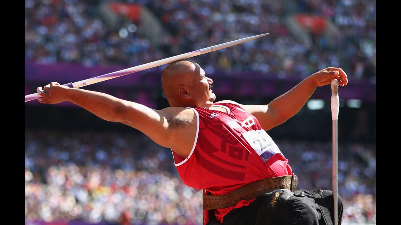 Mexican Luis Alberto Zepeda Felix competes in the men's javelin throw F54/55/56 final on Saturday.