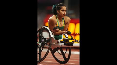 Australian Madison De Rozario looks on prior to the women's 400-meter T53 final on Saturday.