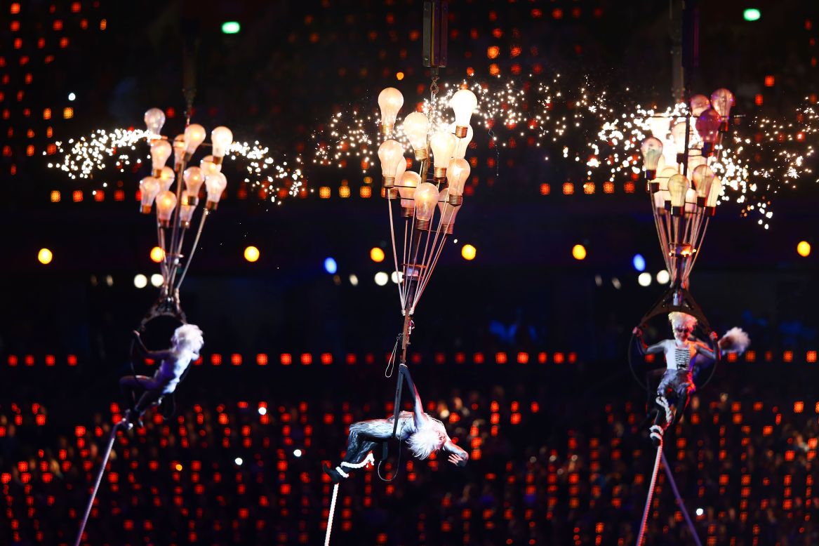 Circus artists perform during the closing ceremony.
