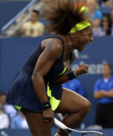Williams reacts strongly in her match against Azarenka.