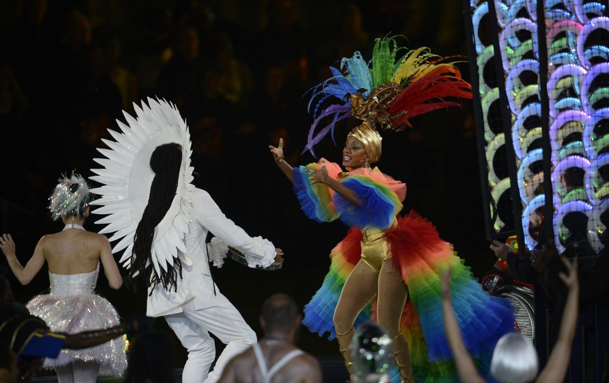 Brazilian dancers perform during the closing ceremony.