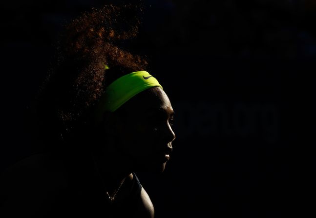 Williams looks on during the women's singles final match.