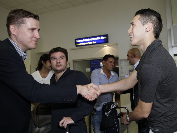 In the summer of 2012 Monaco signed Argentine youngster Lucas Ocampos for a reported $19m from River Plate.  Former chief executive Karlsen is pictured greeting Ocampos.  Before joining Monaco as technical director in March 2012, Norwegian Karlsen worked as a scout for Russian club Zenit St Petersburg.