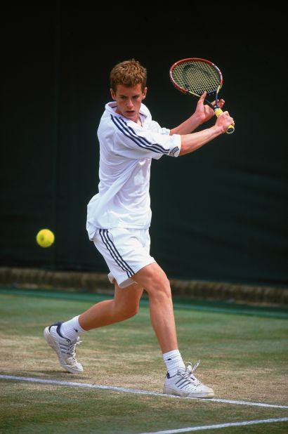Murray, seen here on court in the junior tournament during the 2002 Wimbledon Championships, went to Spain as a teenager to hone his tennis skills. 