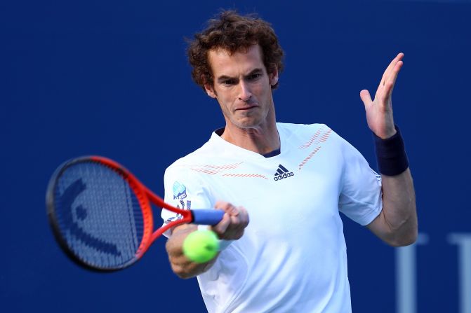 Andy Murray of Great Britain returns a shot during his men's singles final match against Novak Djokovic of Serbia on Monday.