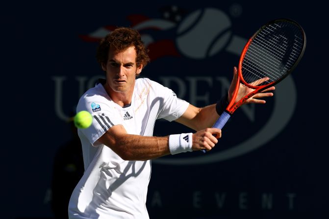 Andy Murray of Great Britain returns a shot against Novak Djokovic of Serbia on Monday.