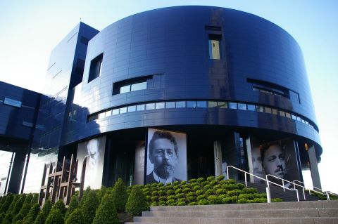 Pritzker Prize--winning architect Jean Nouvel's Guthrie Theater has a twilight-blue metal façade that blends with the evening sky, highlighting images of Guthrie productions screen-printed directly onto the façade on steel panels. 818 S. 2nd St.; 612-377-2224; guthrietheater.org.