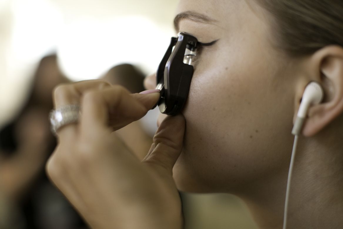 Curl the lashes before adding mascara.