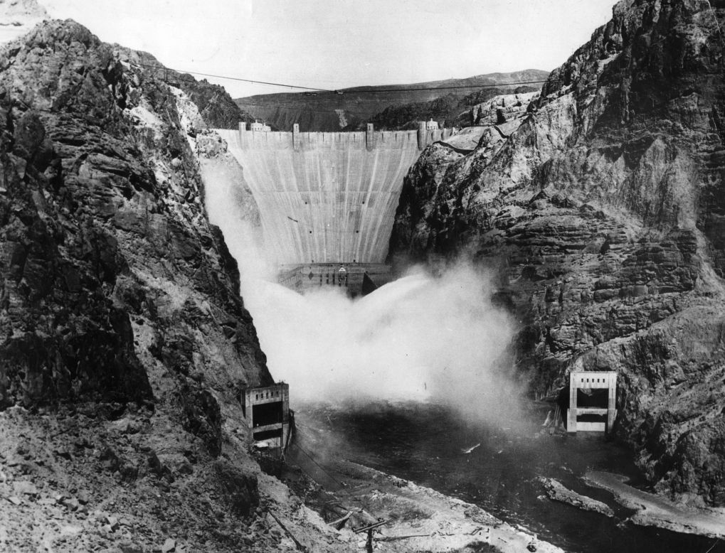 Hoover Dam begins generating electricity on October 9, 1936, harnessing water from the Colorado River for the benefit of Americans as far as Los Angeles.