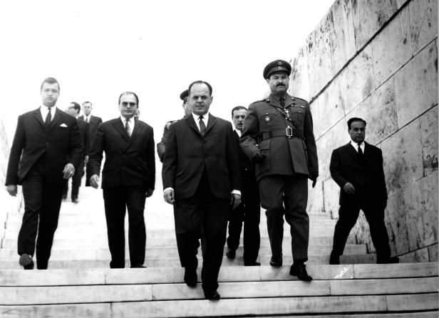 Kennedy was killed in 1968, a year into what Varoufakis calls the "dark ages" of the military dictatorship of Georgios Papadopoulos (C) that lasted from 1967 to 1973.