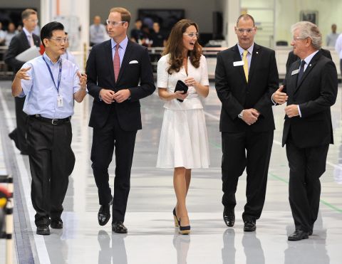 Prince William and Catherine tour the Rolls Royce plant on Wednesday.