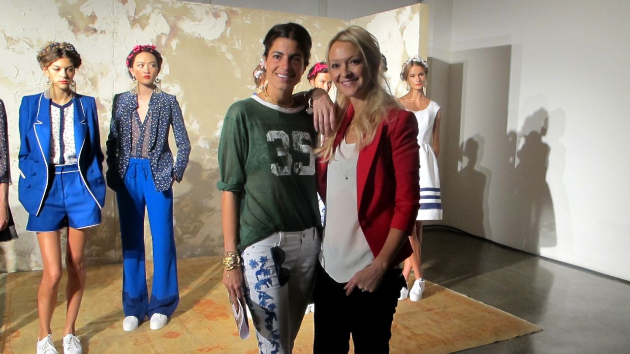 "Man Repeller" Leandra Medine, left, poses with Marie Claire's Zanna Roberts-Rassi at Fashion Week.