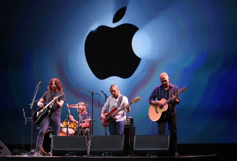 The Foo Fighters perform Wednesday during the iPhone 5 announcement event.