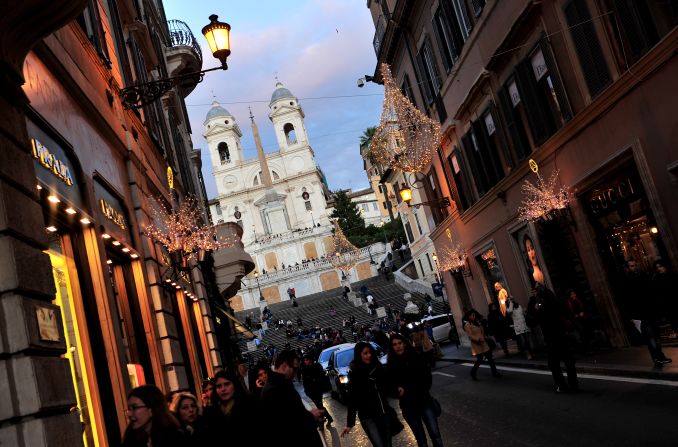 Explore Rome's luxury shops before heading to the coast.