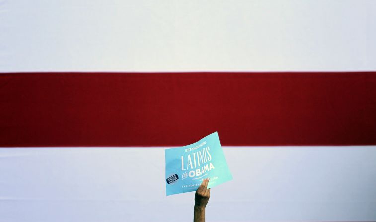 An Obama supporter attends a rally in Las Vegas on Wednesday, September 12. Obama focused on economic policies during his two days of campaigning in Nevada and Colorado.