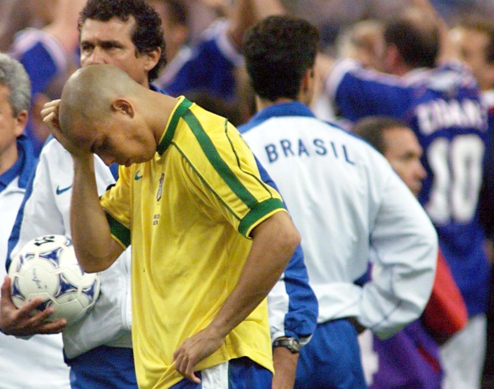 Ronaldo arrived at the 1998 World Cup in France as the most talked about footballer in the world. The 22-year-old scored four goals during the tournament, but confusion and controversy reigned before and after Brazil's 3-0 defeat to France in the final. Ronaldo was initially left out of the starting XI for the Paris match, before being reinstated at the last minute. He was largely anonymous during the match, with the exact details of what occured prior to kick-off still unknown. 