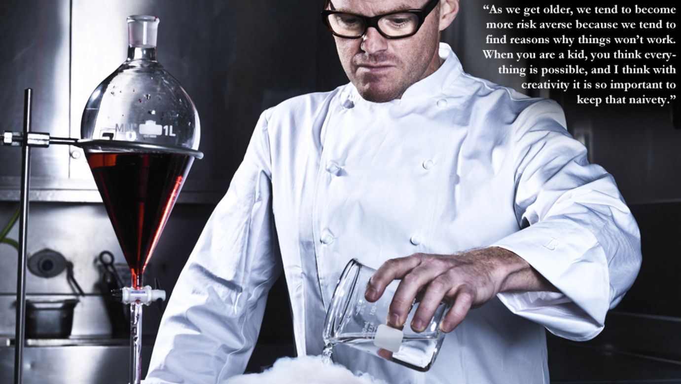 Heston Blumenthal: "As we get older, we tend to become more risk averse because we tend to find reasons why things won't work. When you are a kid, you think everything is possible, and I think with creativity it is so important to keep that naivety." Image courtesy Neal Haynes