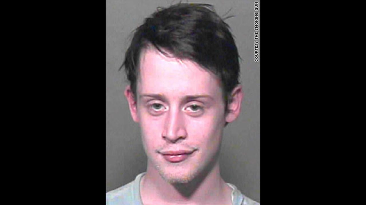 The Oklahoma County, Oklahoma, Sheriff's office took this mug shot of "Home Alone" star Macaulay Culkin in 2004 after they found marijuana, Xanax and sleeping pills in his possession. He was briefly jailed before being released on bail. 