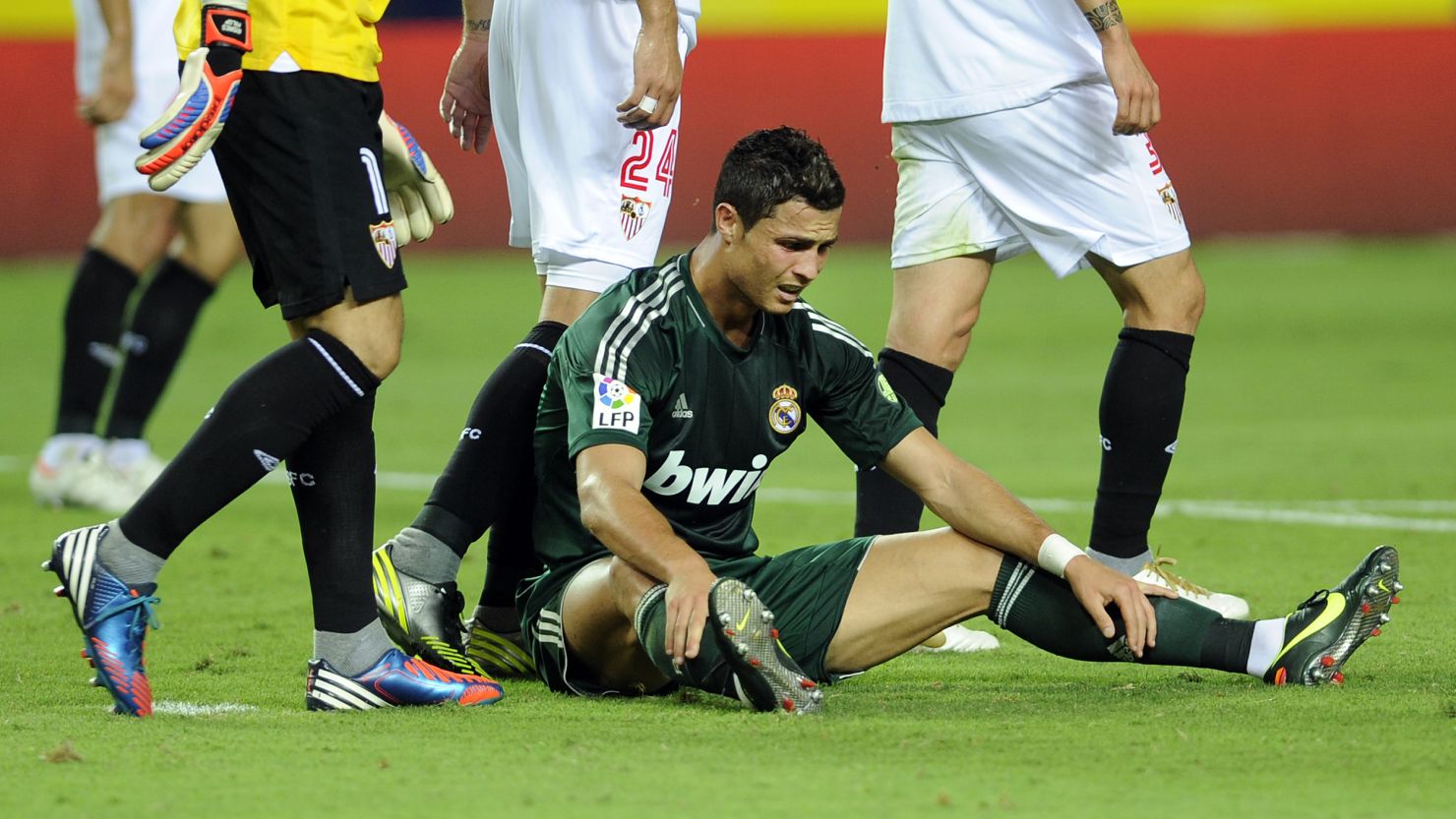 Cristiano Ronaldo cuts a dejected figure during Real Madrid's game against Sevilla on Saturday