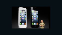 Apple senior VP of marketing Phil Schiller at the iPhone 5 press event in San Francisco, September 12, 2012. 