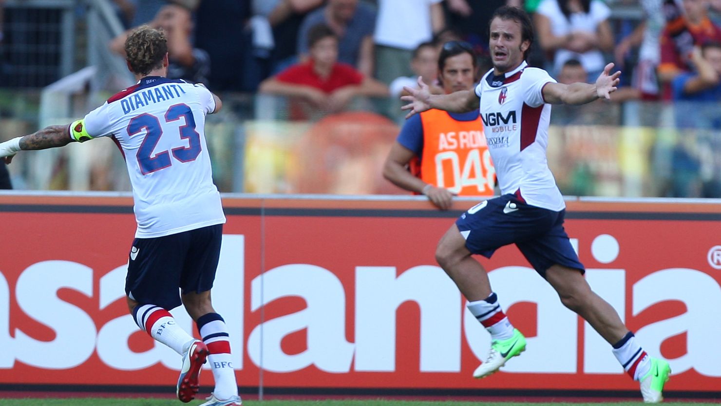 A brace from Alberto Gilardino (right) and a goal from Alessandro Diamanti (left) gave Bologna a win.
