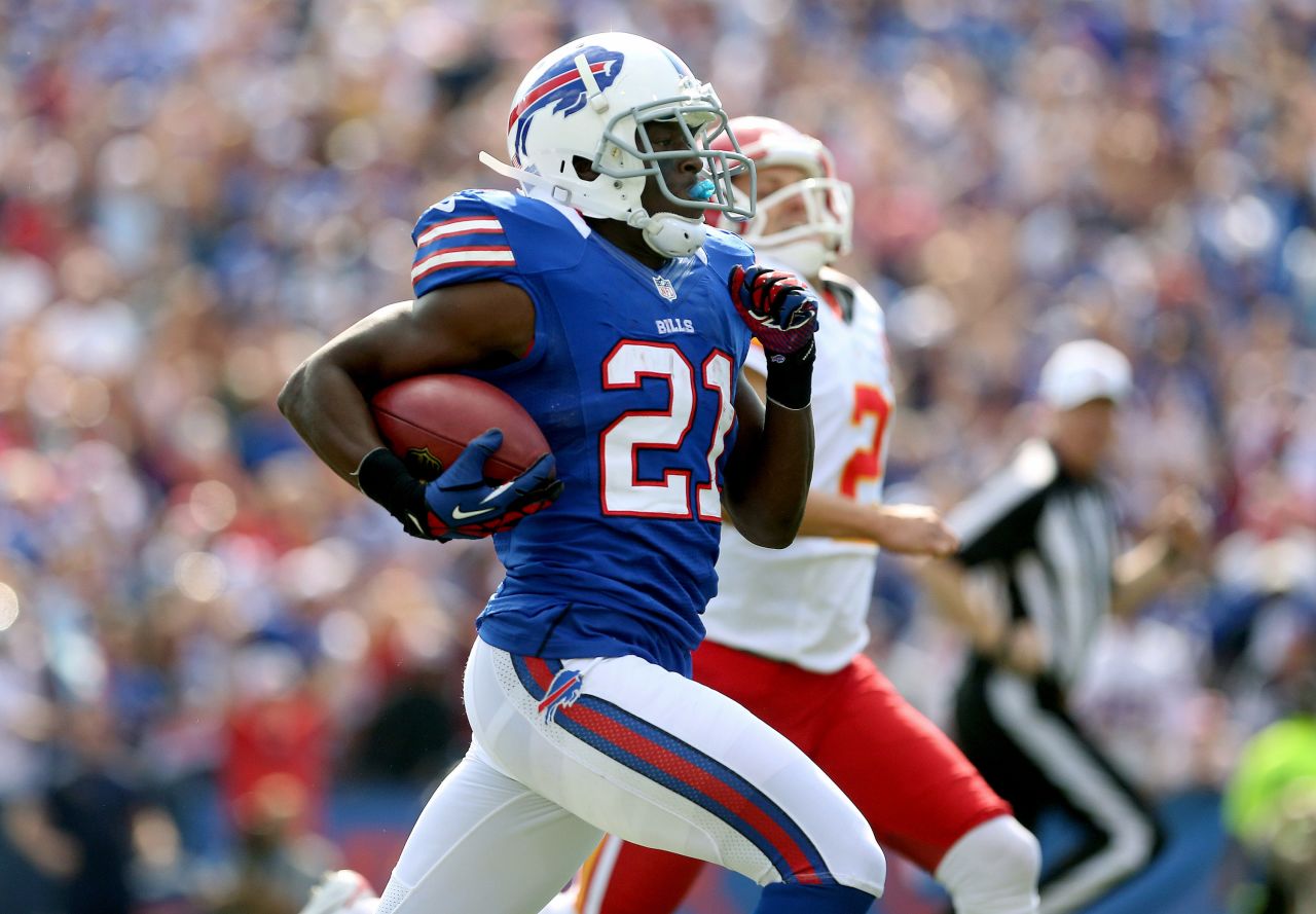 Leodis McKelvin of the Buffalo Bills returns a punt for a touchdown during Sunday's game against the Kansas City Chiefs at Ralph Wilson Stadium in Orchard Park, New York.