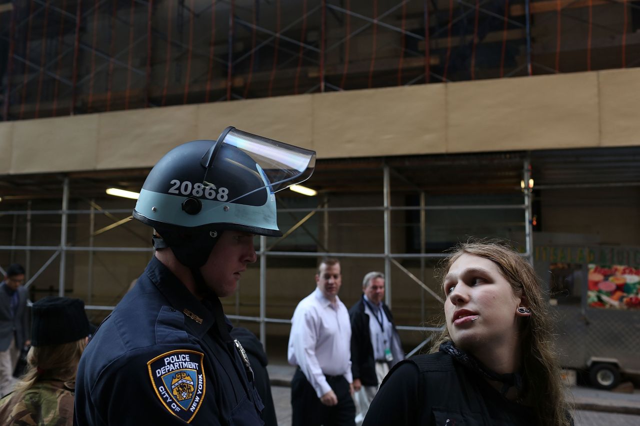 Protester Etkar Surette is arrested during Occupy Wall Street demonstrations on Monday.