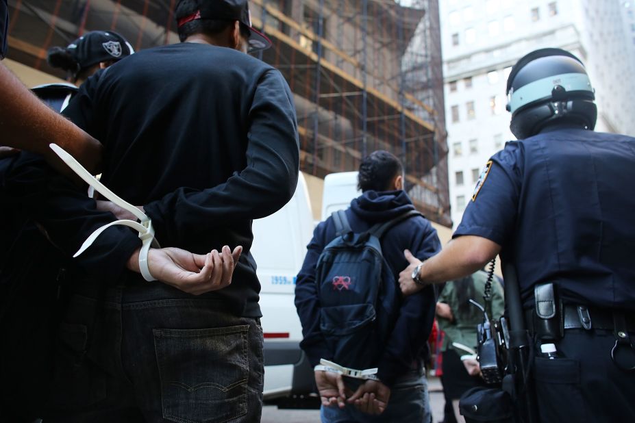 Protesters are arrested during Occupy Wall Street demonstrations on Monday.