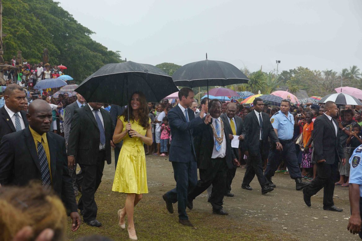 The Duke and Duchess of Cambridge learn more about poverty and village life in the Solomon Islands. <br />