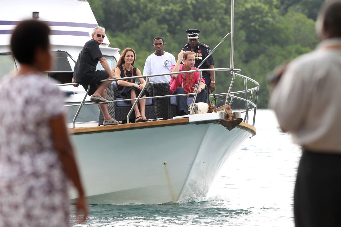 The royal couple visits Tuvanipupu Island in Honiara on Monday.