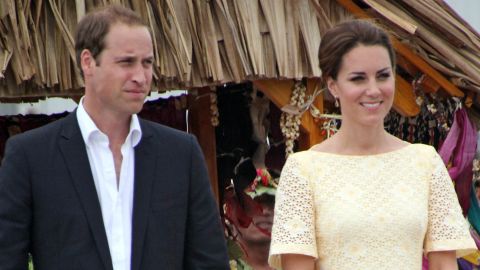 William and his wife were on a nine-day tour of Southeast Asia, seen here arriving in Tuvalu in 2012, when the paparazzi pictures where published. 
