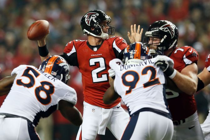 Atlanta Falcons quarterback Matt Ryan looks to throw the ball during the game against the Denver Broncos at the Georgia Dome in Atlanta on Monday, September 17. Check out the action from Week 2 of the 2012 National Football League season, and <a href="index.php?page=&url=http%3A%2F%2Fwww.cnn.com%2F2012%2F09%2F09%2Fworldsport%2Fgallery%2Fnfl-week-1%2Findex.html">look back at the best of Week 1</a>.