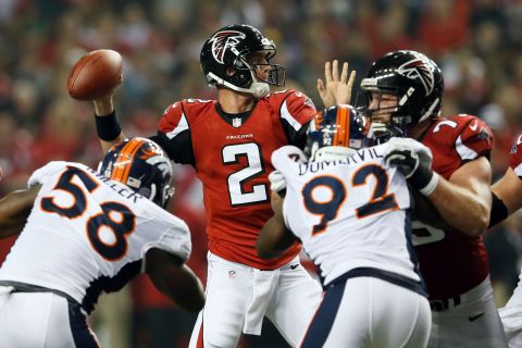 Atlanta Falcons quarterback Matt Ryan looks to throw the ball during the game against the Denver Broncos at the Georgia Dome in Atlanta on Monday, September 17. Check out the action from Week 2 of the 2012 National Football League season, and <a href="http://www.cnn.com/2012/09/09/worldsport/gallery/nfl-week-1/index.html">look back at the best of Week 1</a>.