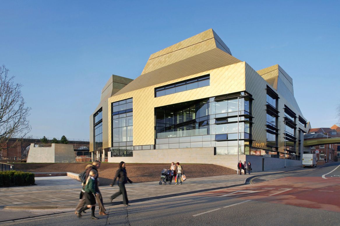 The UK's Hive library, which also integrates with a university, derives its name from distinctive golden 'honeycomb' cladding.<em>Designed by: Feilden Clegg Bradley Studios, UK</em>