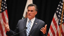 Mitt Romney speaks to the press in Costa Mesa, California, on September 17, 2012. 