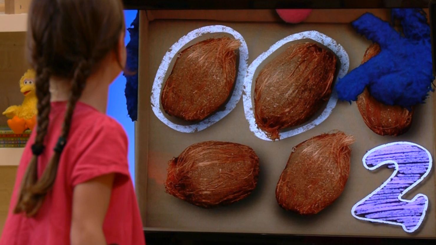 In "Kinect Sesame Street TV," characters will ask viewers questions about, say, how many coconuts are displayed.