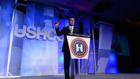 Mitt Romney addresses the U.S. Hispanic Chamber of Commerce's national convention on September 17 in Los Angeles