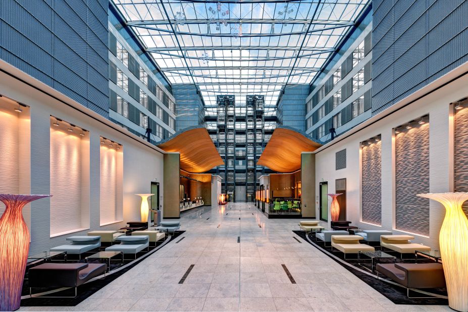 The Hilton Frankfurt Airport is a transportation guru's dream, located next to the airport commuter train station and between two major autobahns. 