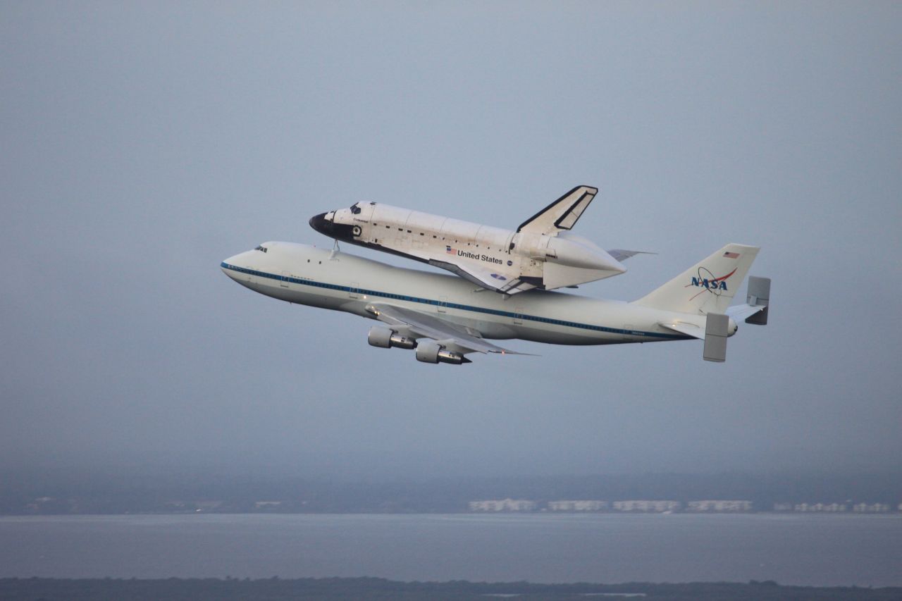 The space shuttle Endeavour is transported from the Kennedy Space Center in Florida on Wednesday.
