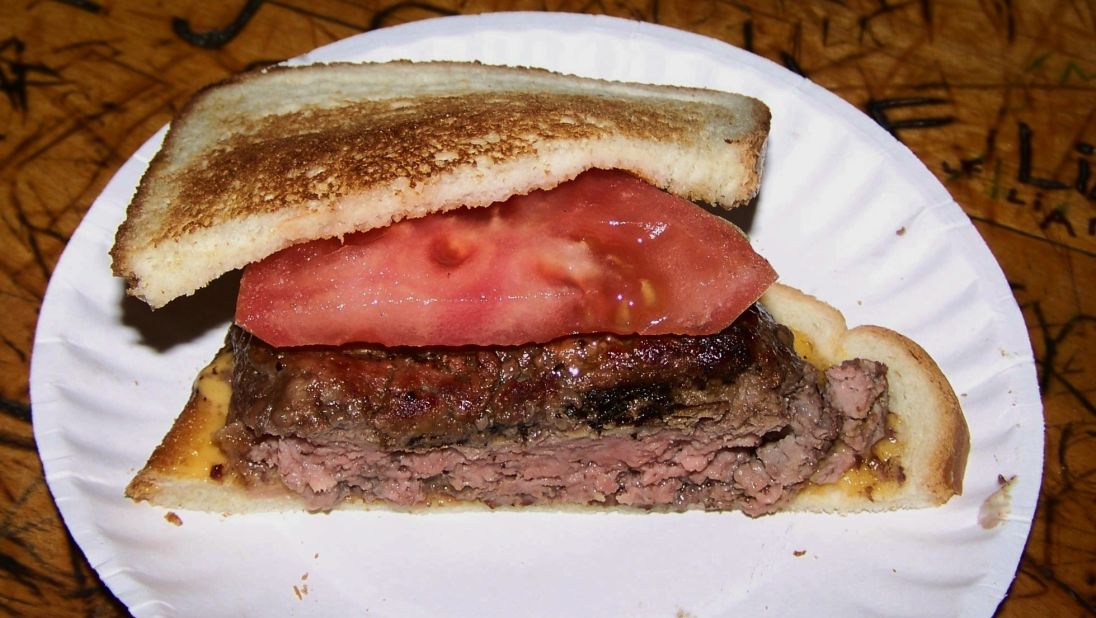 The supposed originator of the hamburger, Louis' Lunch in New Haven, Connecticut, has been serving beef patties on white toast since before buns were invented.