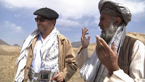 French specialist Philippe Marquis, director at DAFA, the French archaeology delegation in Afghanistan, talks with the leader of the local workers at Mes Aynak.
