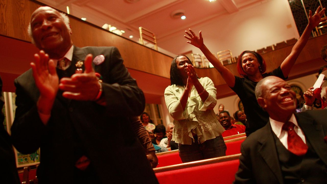 Obama supporters attend a voting rally at Sixteenth Street Baptist Church in Birmingham, Alabama, in 2008.