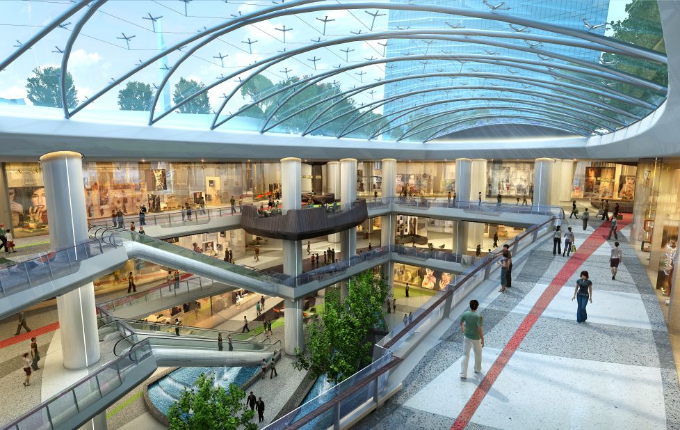 Beneath the towers is a retail space with a honeycomb roof (as this CGI shows). "A lot of our buildings are pragmatic, developer-led buildings, but we're trying to do something spiritual and sculptural," says Hughes.